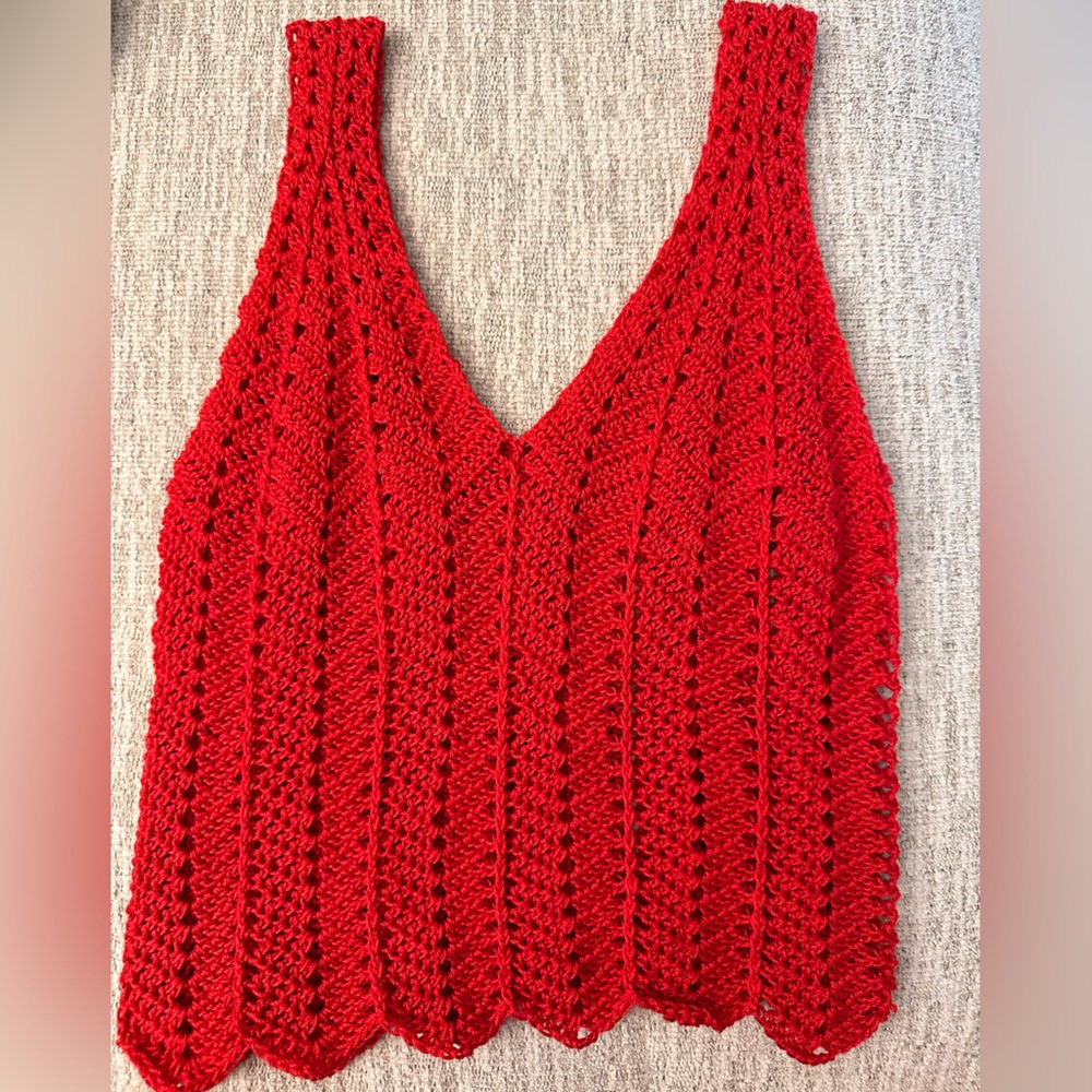 Red, crochet, handmade tank top one of a kind never worn - Picture 4 of 4